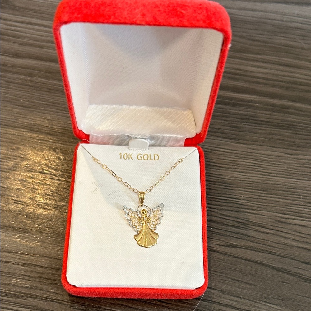 10k gold angel necklace.